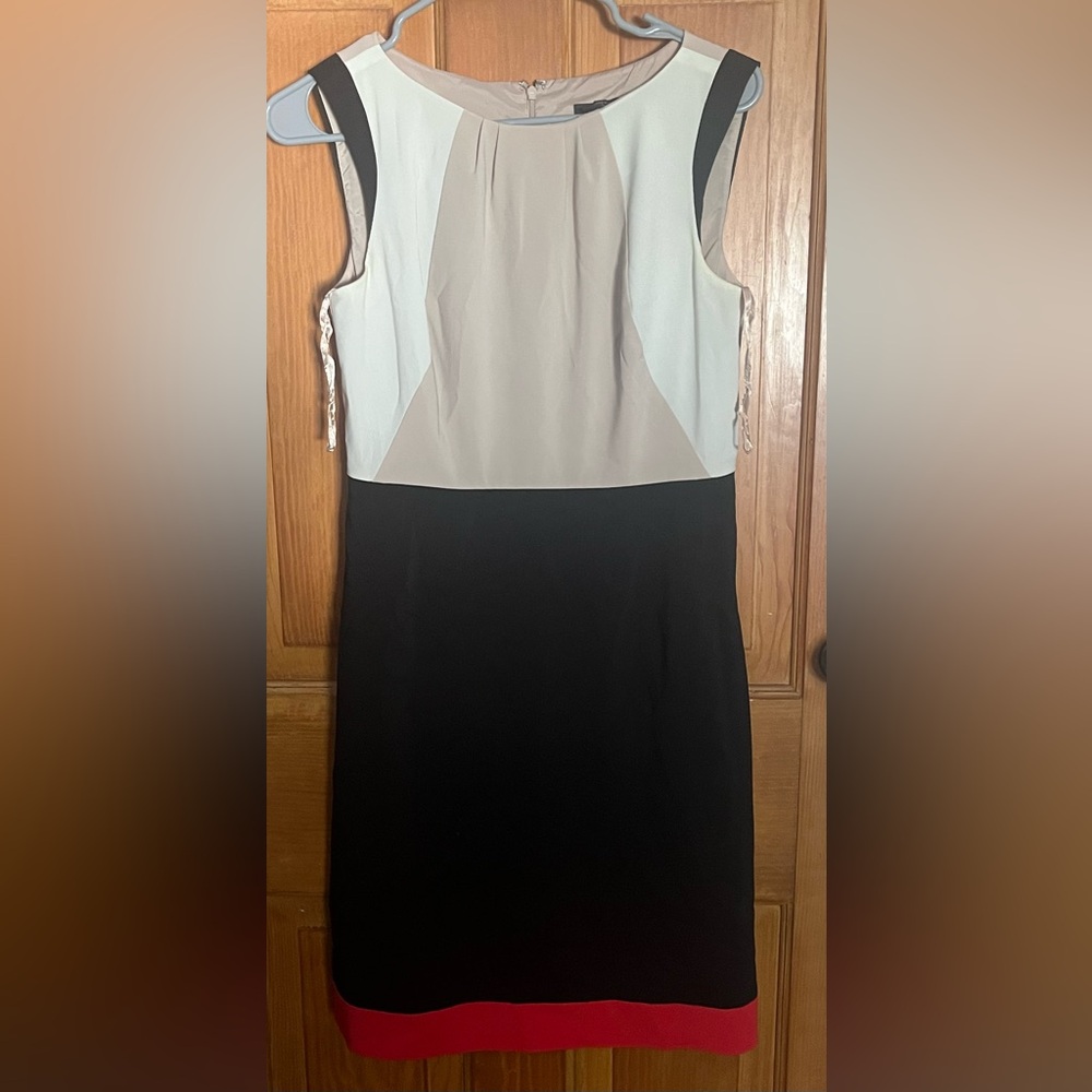 Ann Taylor Black and Cream Midi Dress